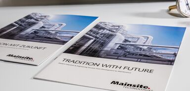Eindrückliches Titelmotiv auf Imagebroschüre für deutsches Industrie Unternehmen Mainsite TECHNOLOGIES in Obernburg am Main