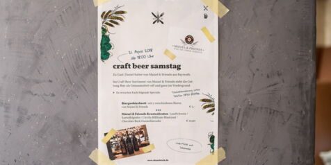 Aushang Veranstaltungen - Druckprodukte für die Markenentwicklung des Szene Lokals ’s handwerk - craft food 