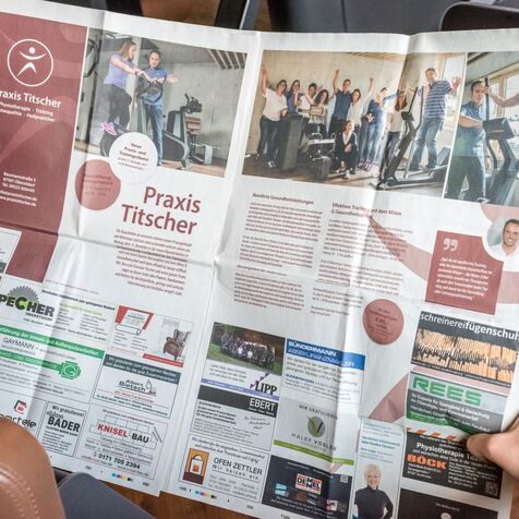 Kollektivanzeige in der Allgäuer Zeitung im Corporate Design der Praxis Titscher in Oberstdorf im Allgäu