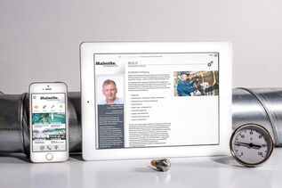 Mobile Webseite dargestellt auf einem Apple iPhone und Apple IPad - maintech.pro - für deutsches Industrie Unternehmen Mainsite TECHNOLOGIES in Obernburg am Main